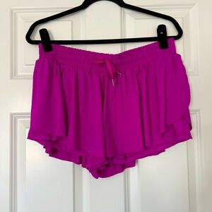Purple flowy athletic shorts double layer quick dry size XL